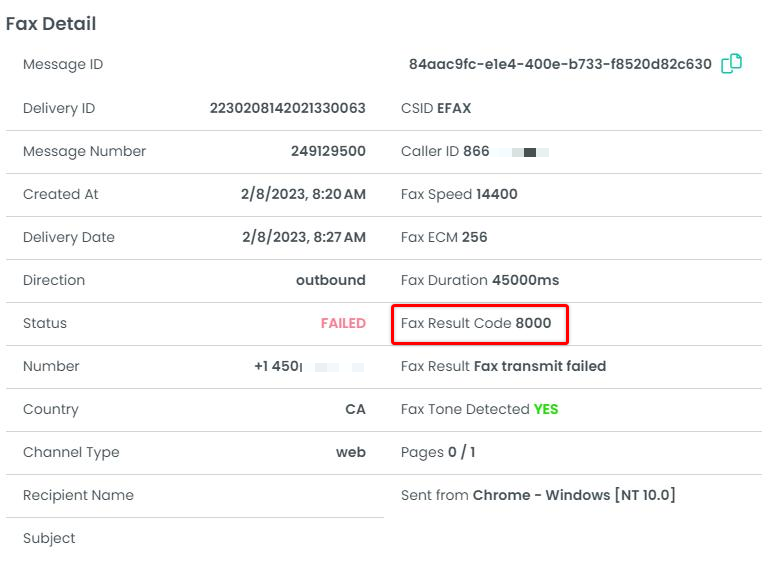 Fax Error Codes Documo